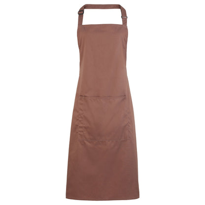 Mocha - Front - Premier Ladies-Womens Colours Bip Apron With Pocket - Workwear