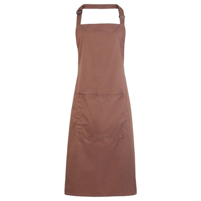 Mocha - Front - Premier Ladies-Womens Colours Bip Apron With Pocket - Workwear