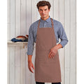 Mocha - Back - Premier Ladies-Womens Colours Bip Apron With Pocket - Workwear