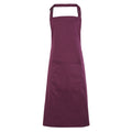 Aubergine - Front - Premier Ladies-Womens Colours Bip Apron With Pocket - Workwear