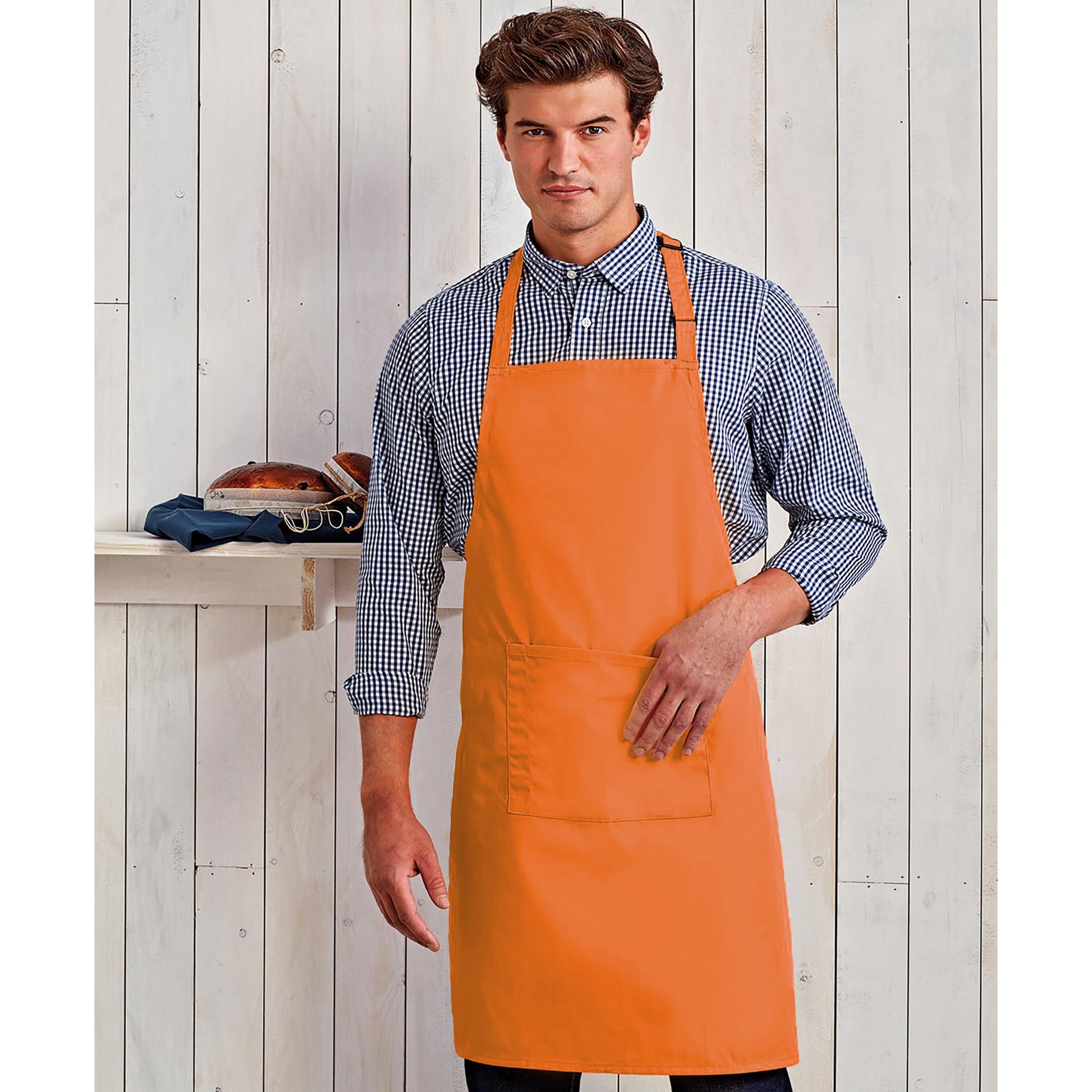 Terracotta - Back - Premier Ladies-Womens Colours Bip Apron With Pocket - Workwear