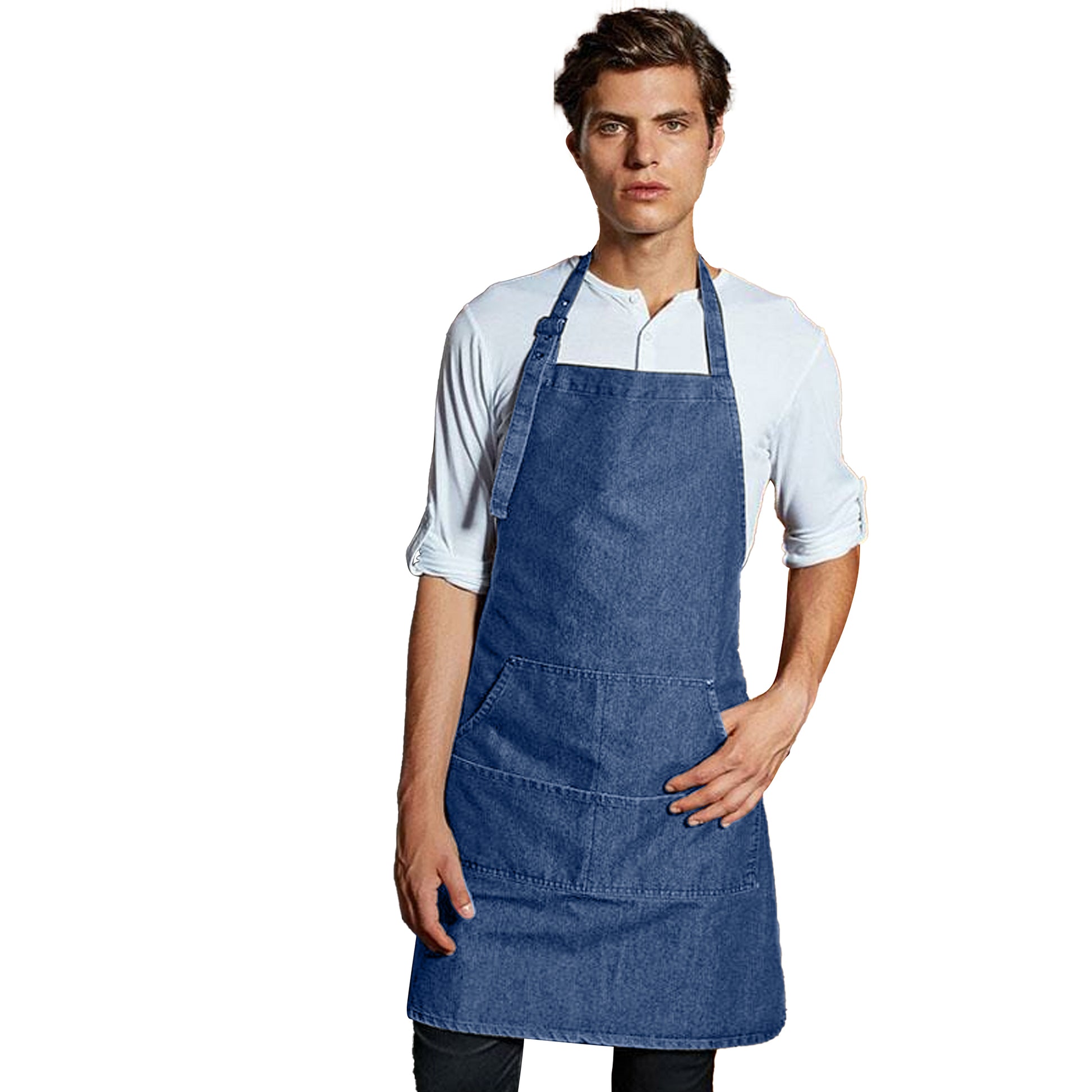 Indigo Denim - Back - Premier Ladies-Womens Colours Bip Apron With Pocket - Workwear