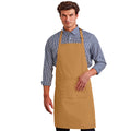 Camel - Back - Premier Ladies-Womens Colours Bip Apron With Pocket - Workwear