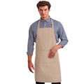 Latte - Back - Premier Ladies-Womens Colours Bip Apron With Pocket - Workwear