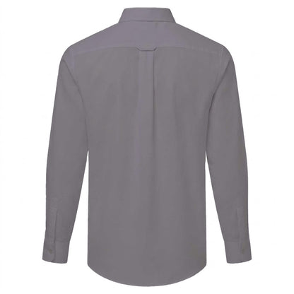 Steel Grey - Back - Premier Mens Supreme Oxford Long-Sleeved Formal Shirt