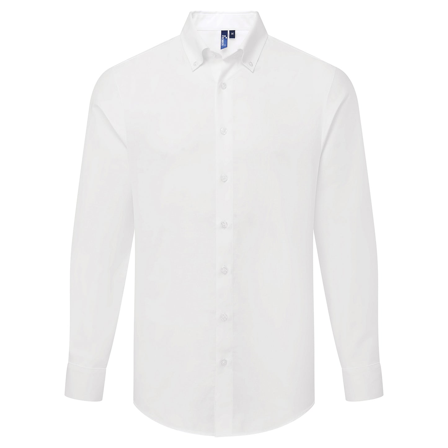 White - Front - Premier Mens Supreme Oxford Long-Sleeved Formal Shirt
