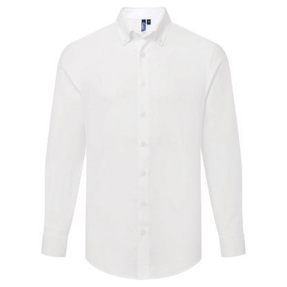White - Front - Premier Mens Supreme Oxford Long-Sleeved Formal Shirt