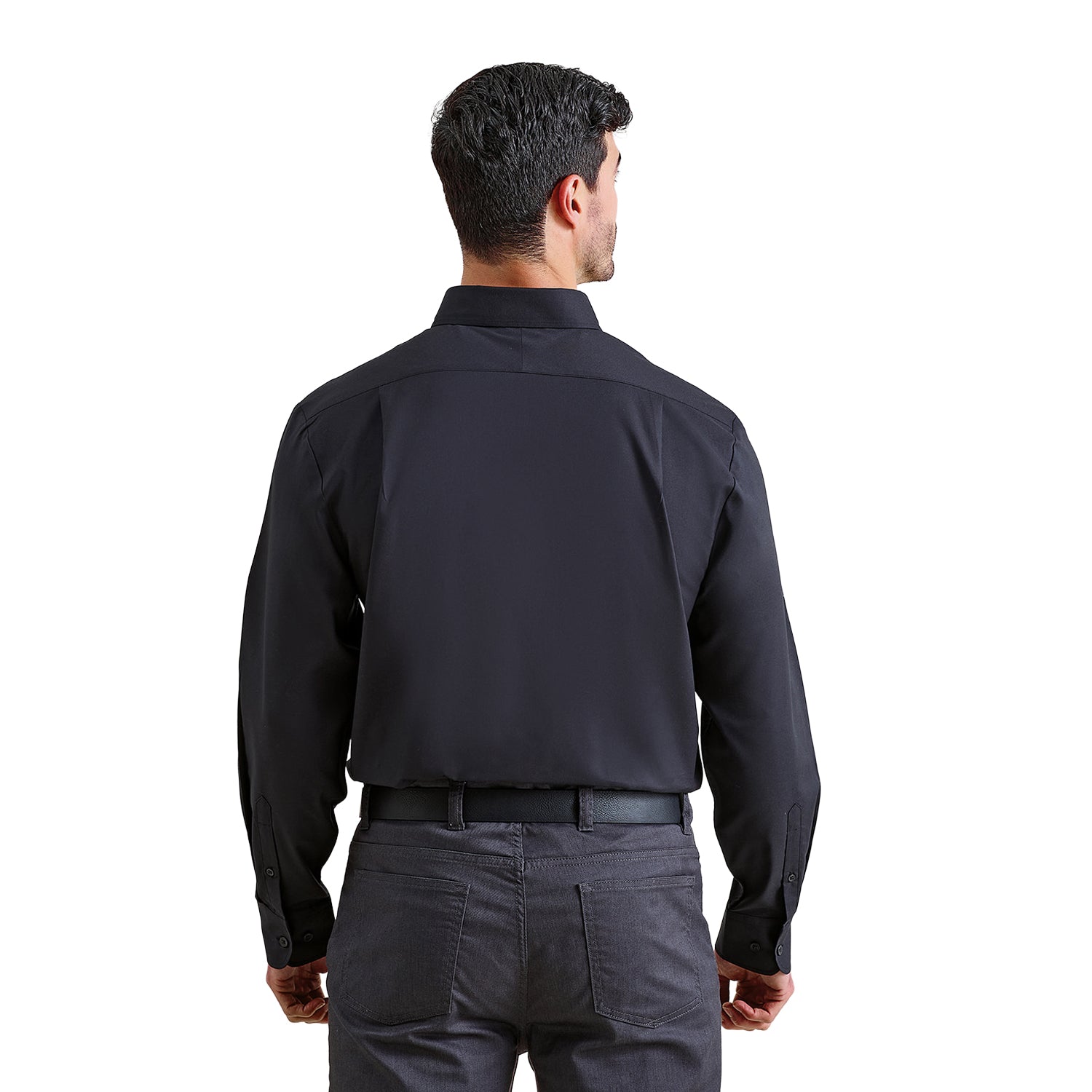Black - Back - Premier Mens Supreme Oxford Long-Sleeved Formal Shirt
