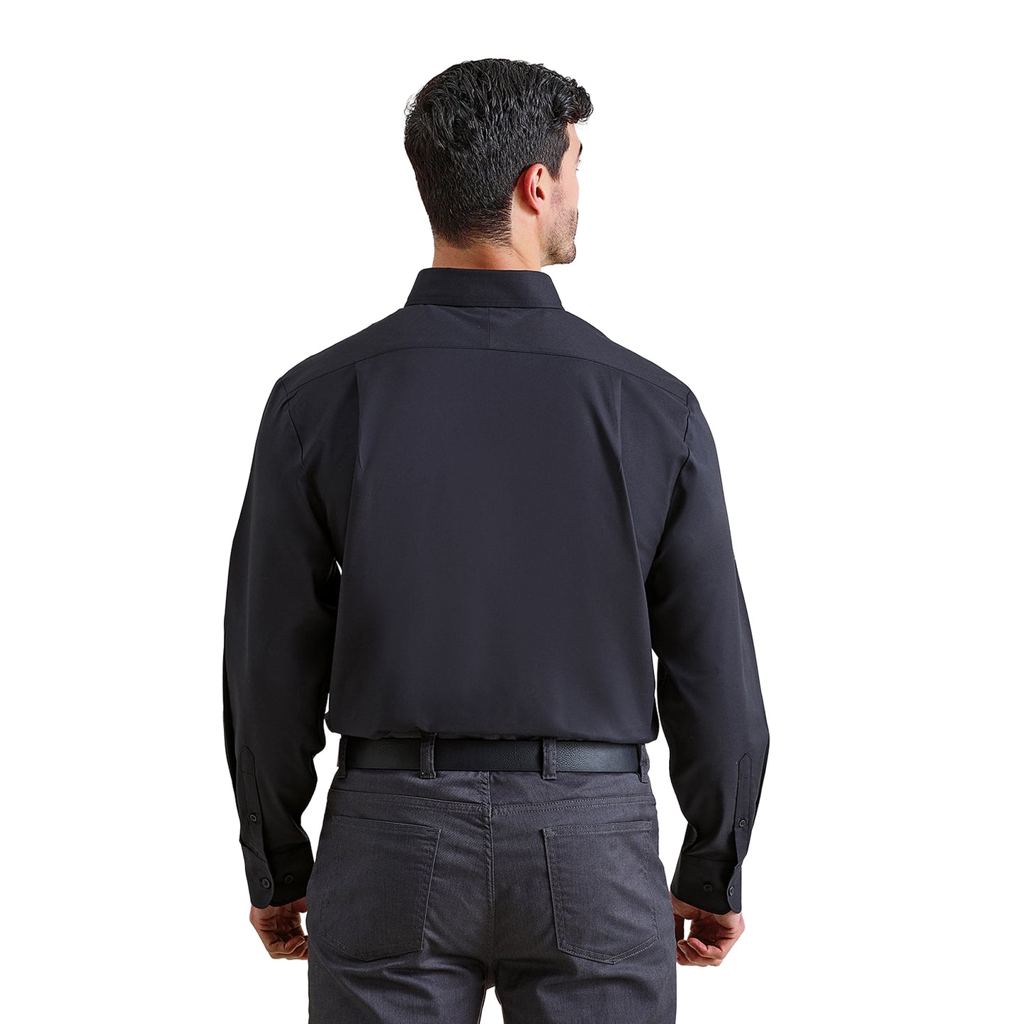 Black - Back - Premier Mens Supreme Oxford Long-Sleeved Formal Shirt