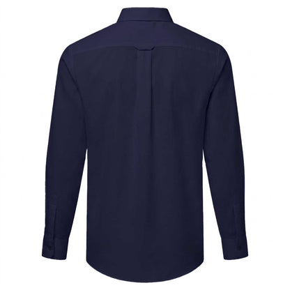 Navy - Back - Premier Mens Supreme Oxford Long-Sleeved Formal Shirt