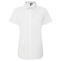 White - Front - Premier Womens-Ladies Supreme Oxford Short-Sleeved Formal Shirt