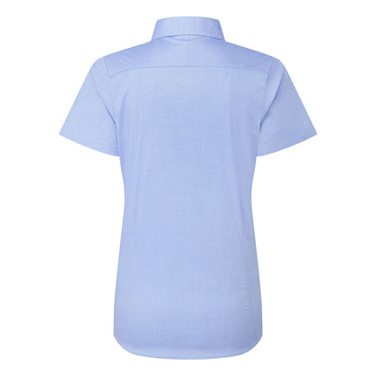 Oxford Blue - Back - Premier Womens-Ladies Supreme Oxford Short-Sleeved Formal Shirt