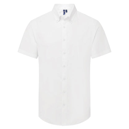 White - Front - Premier Mens Supreme Oxford Short-Sleeved Formal Shirt