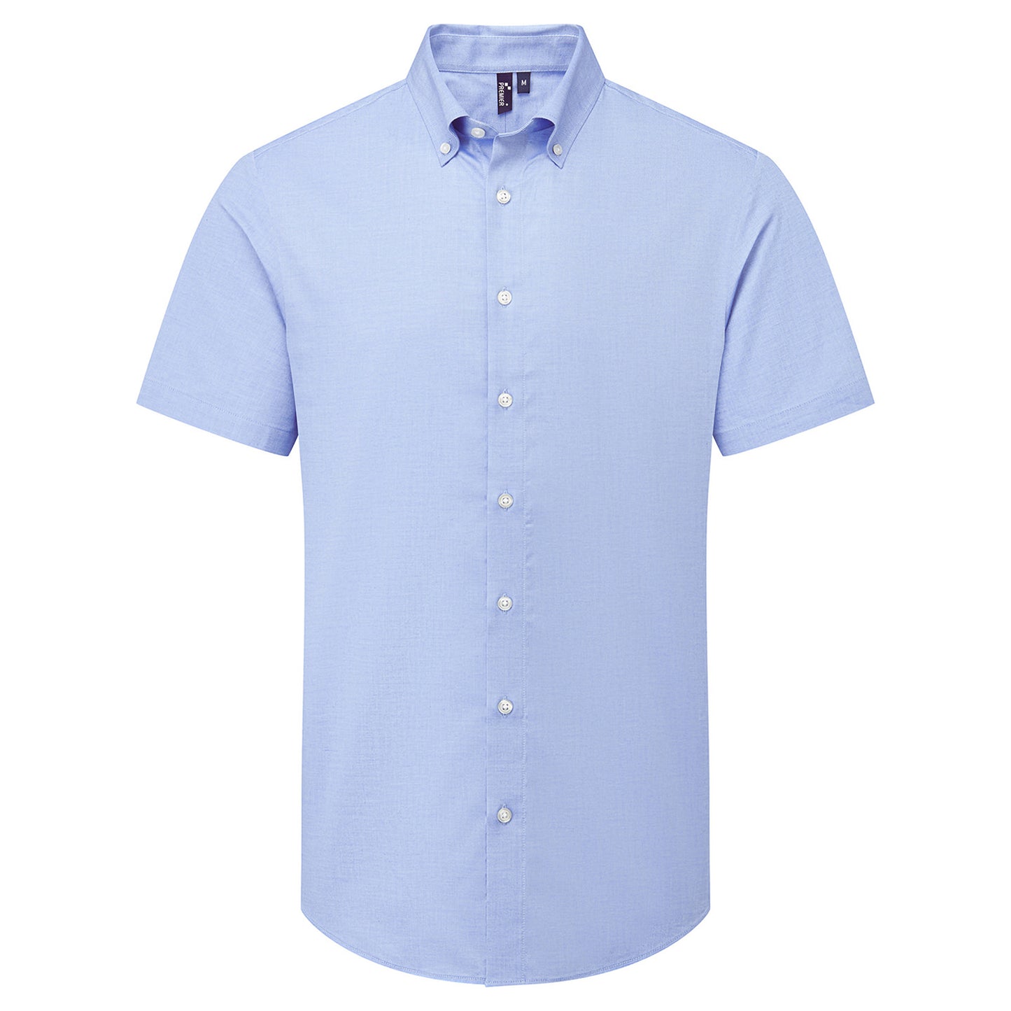 Oxford Blue - Front - Premier Mens Supreme Oxford Short-Sleeved Formal Shirt