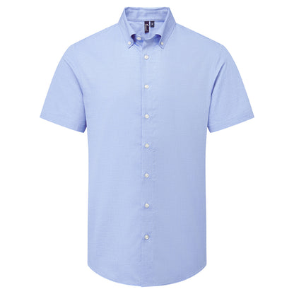Oxford Blue - Front - Premier Mens Supreme Oxford Short-Sleeved Formal Shirt