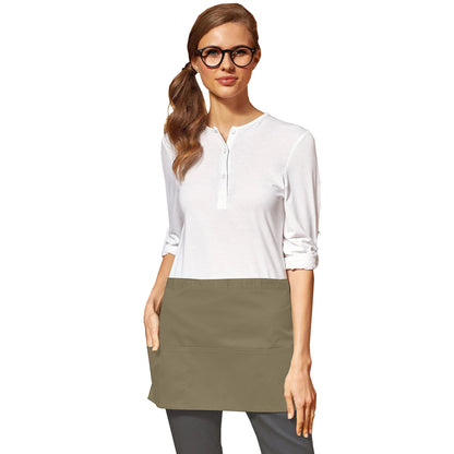 Olive - Back - Premier Ladies-Womens Colours 3 Pocket Apron - Workwear