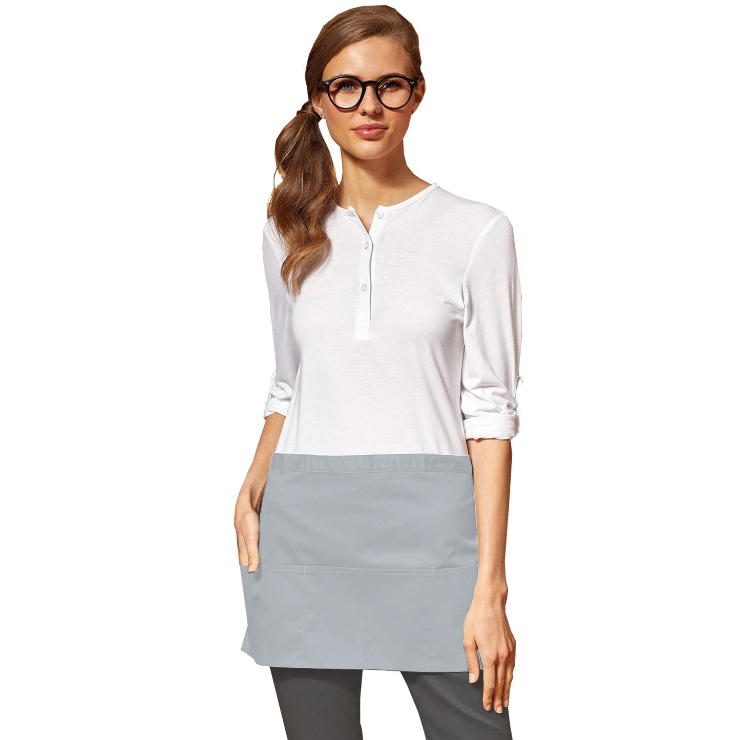Silver - Back - Premier Ladies-Womens Colours 3 Pocket Apron - Workwear