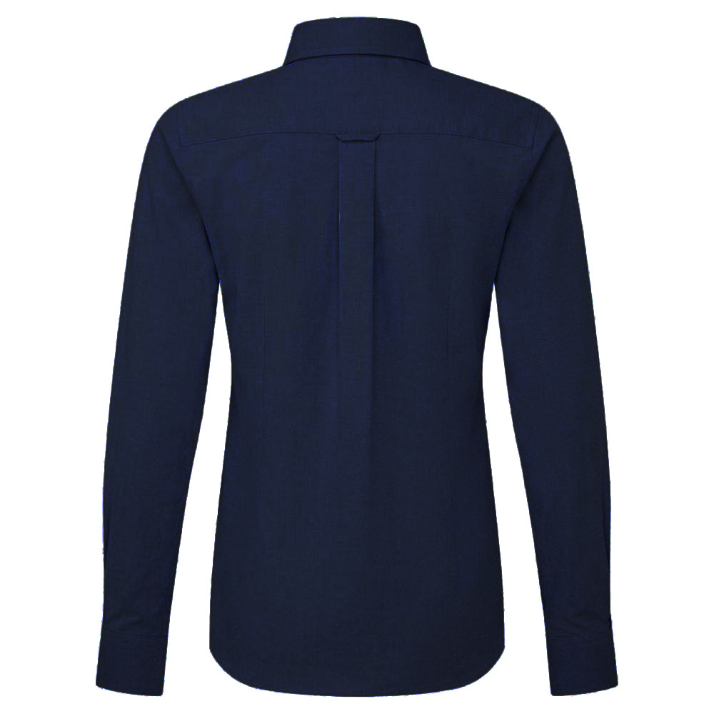 Navy - Back - Premier Womens-Ladies Supreme Oxford Long-Sleeved Shirt