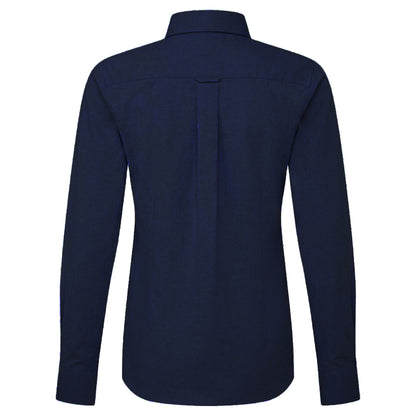 Navy - Back - Premier Womens-Ladies Supreme Oxford Long-Sleeved Shirt