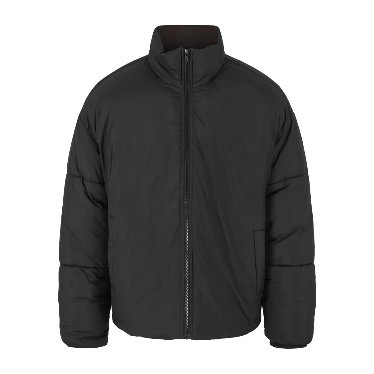 Black - Front - Build Your Brand Womens-Ladies Loose Puffer Jacket
