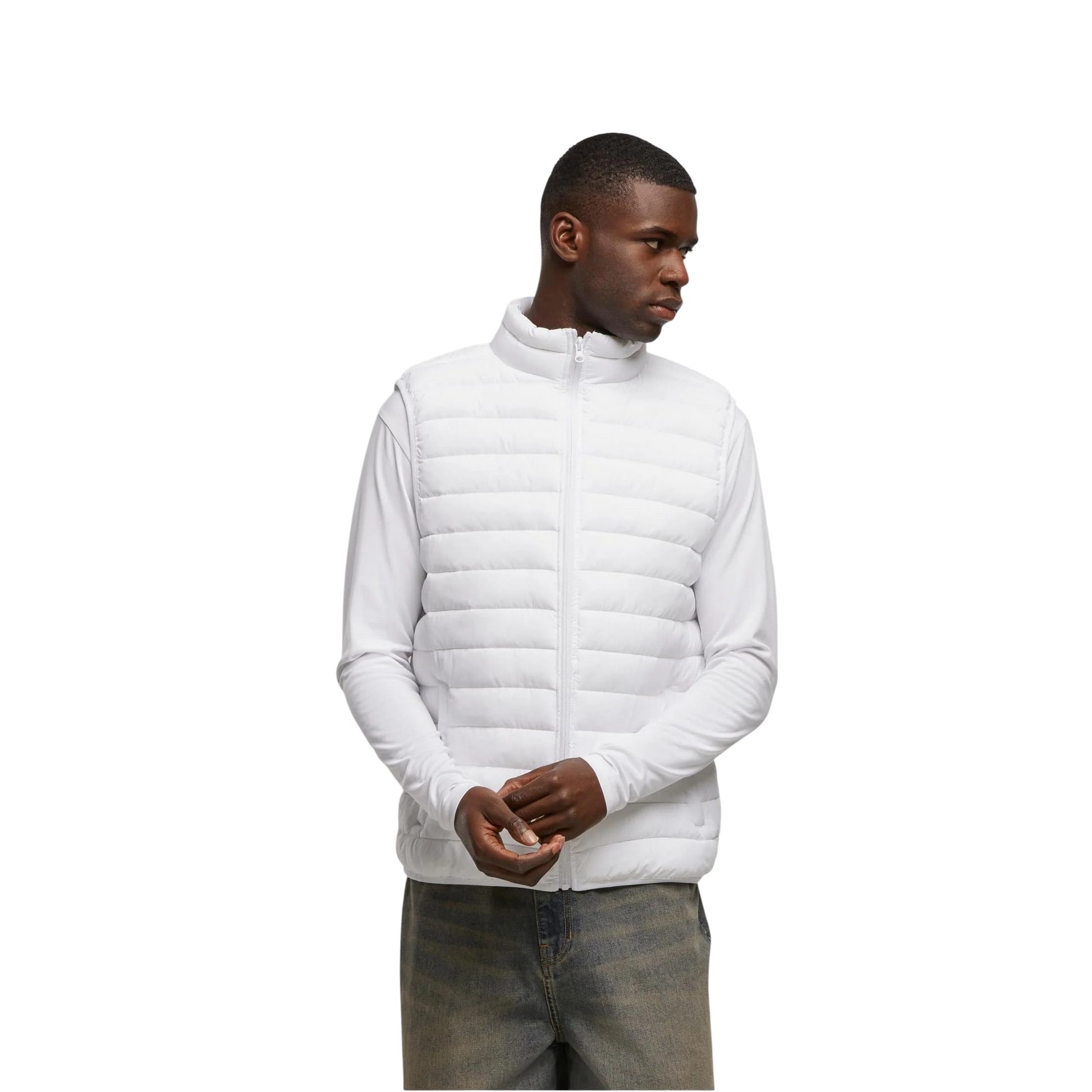White - Back - New Morning Studios Mens Lightweight Gilet