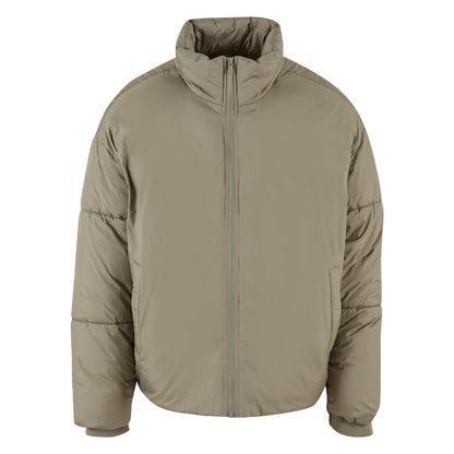 Pale Olive - Front - Build Your Brand Mens Oversized Puffer Jacket