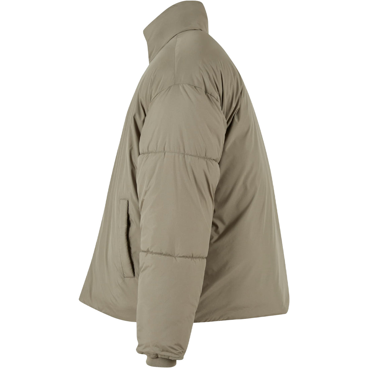 Pale Olive - Side - Build Your Brand Mens Oversized Puffer Jacket