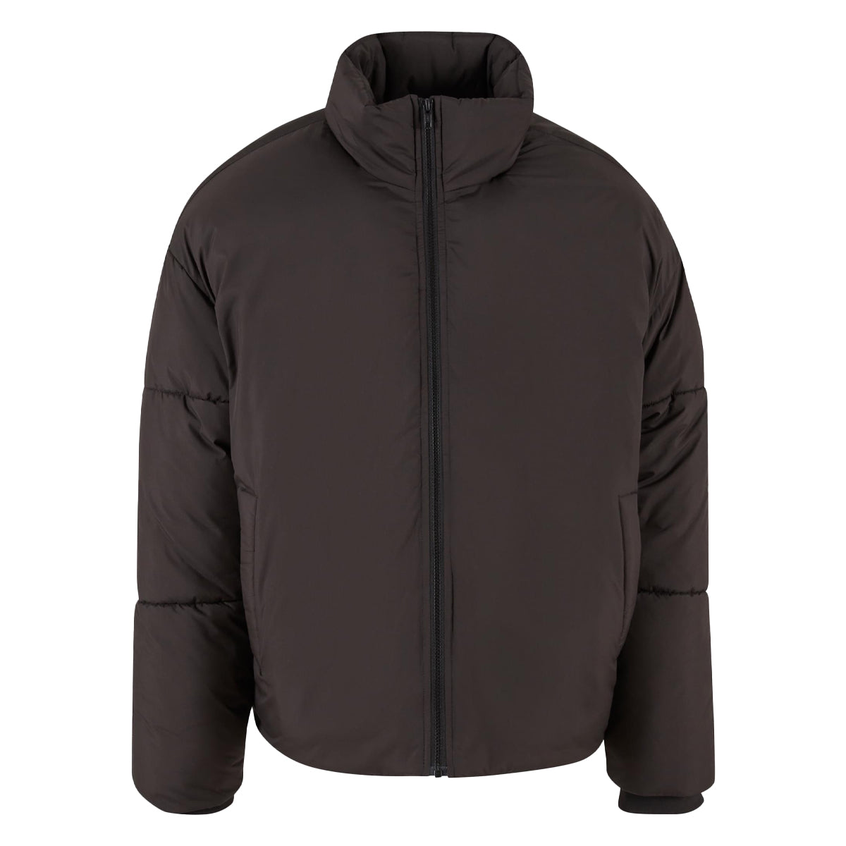 Black - Front - Build Your Brand Mens Oversized Puffer Jacket