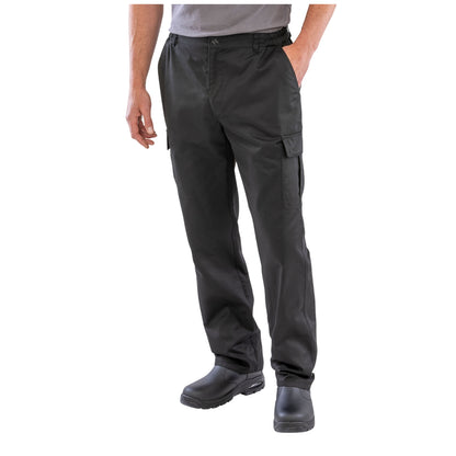 Black - Back - Result Genuine Recycled Mens Utility Work Trousers