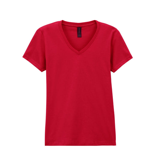 Cherry Red - Front - Gildan Womens-Ladies Soft Style V Neck T-Shirt