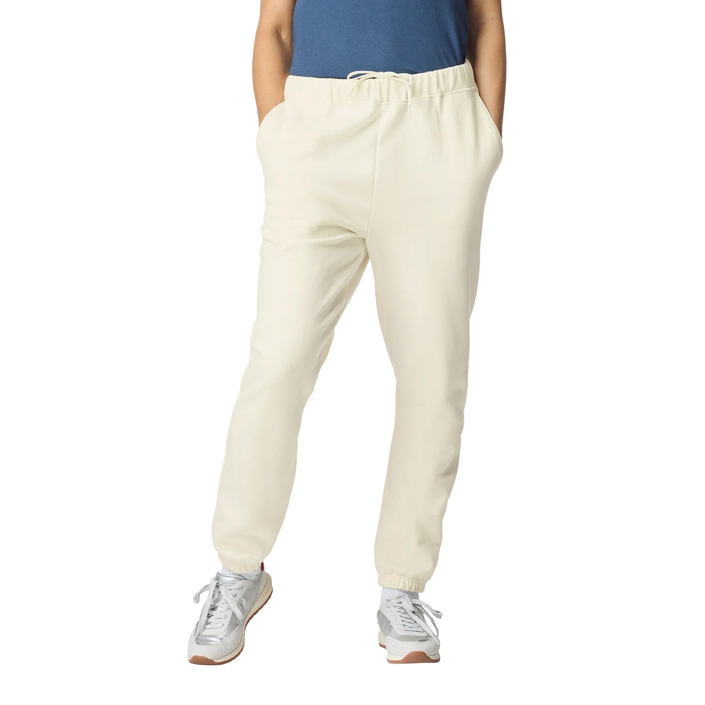 Off White - Back - Gildan Mens Midweight Pocket Jogging Bottoms