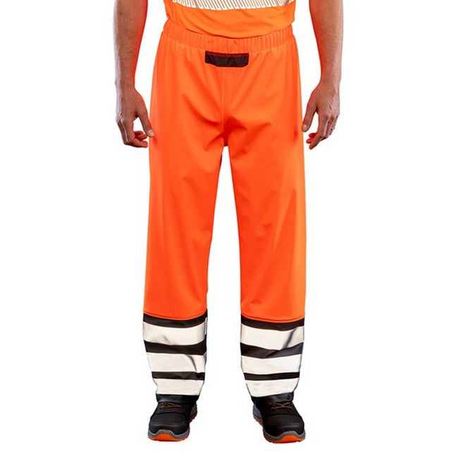 Fluorescent Orange-Black - Front - Result Genuine Recycled Unisex Adult Prism Heavy Duty Hi-Vis Trousers