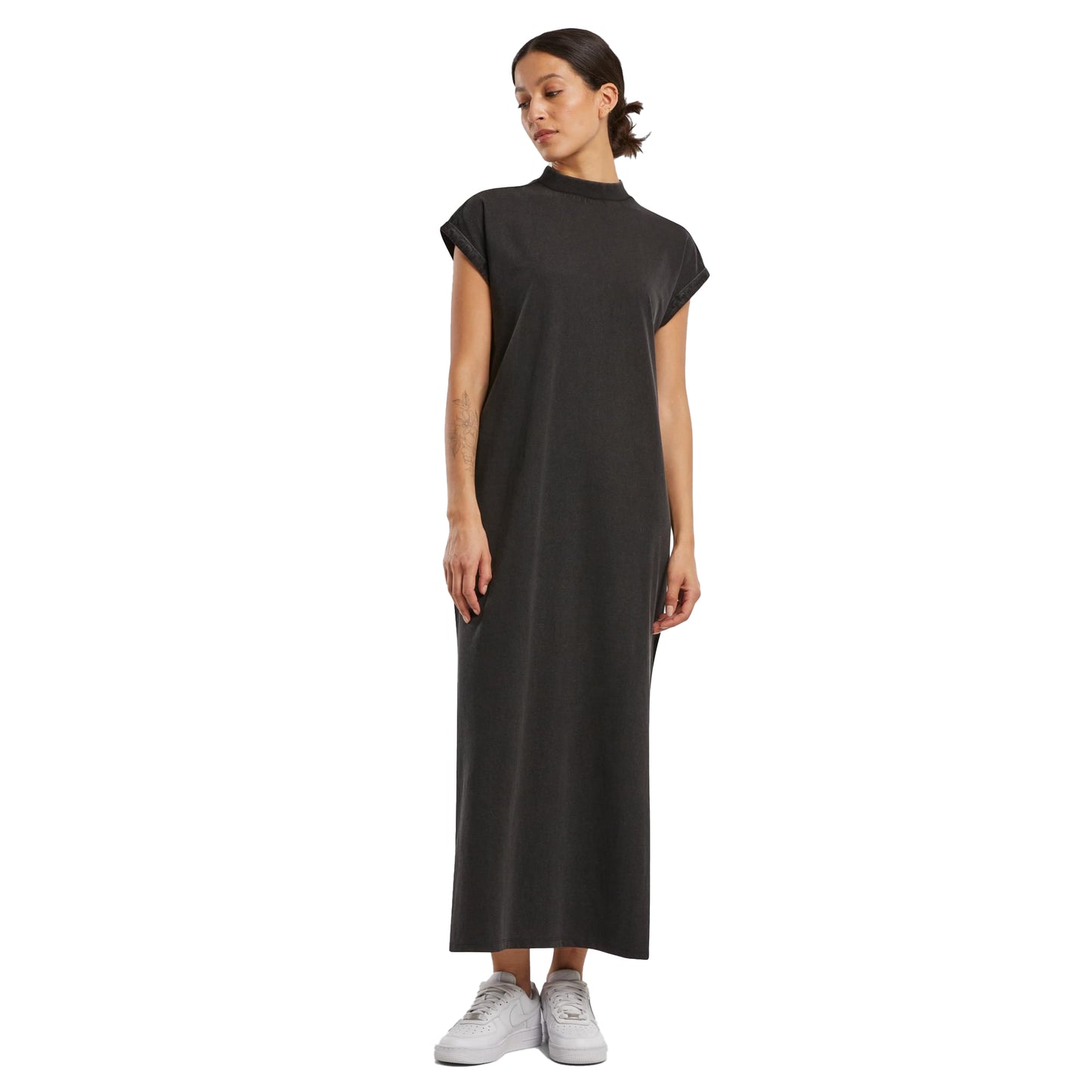 Black - Back - Build Your Brand Womens-Ladies Vintage Long Length Dress