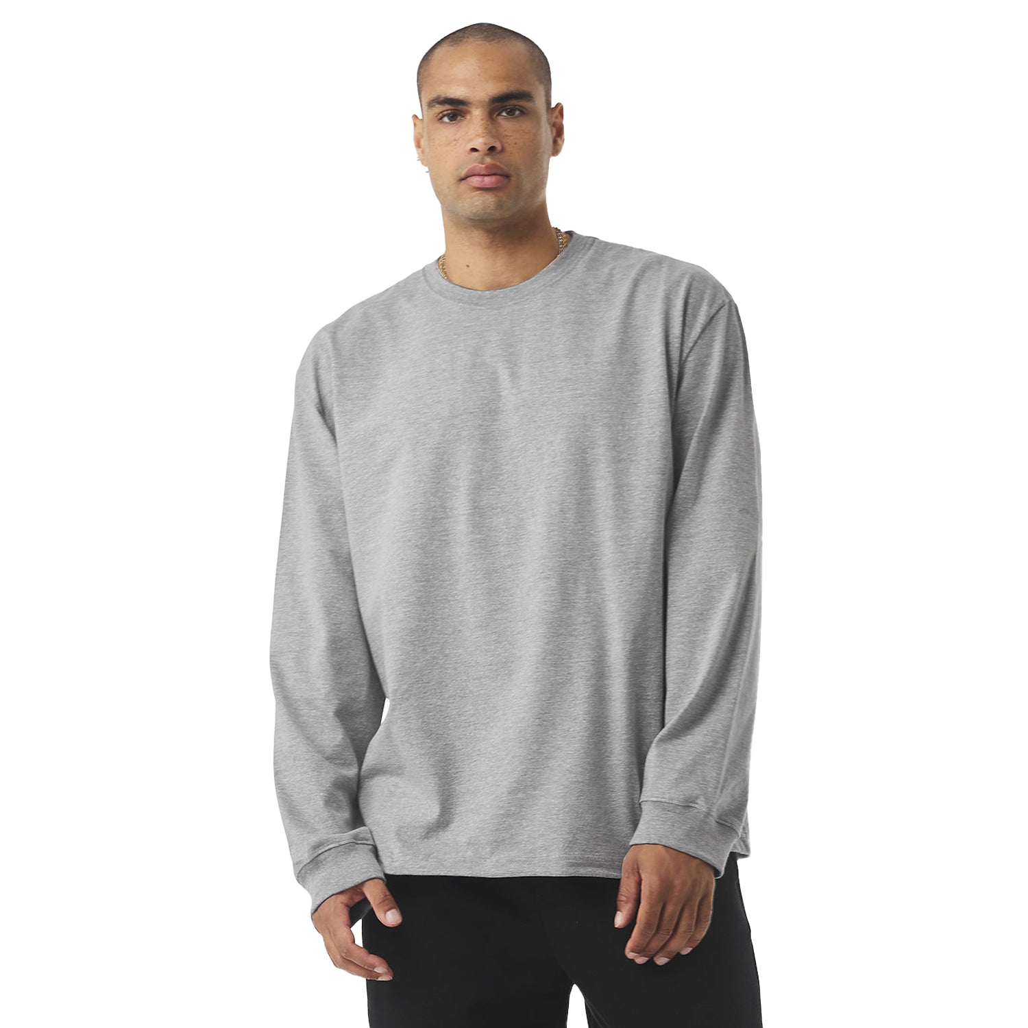 Athletic Heather - Side - Bella + Canvas Unisex Adult Heavyweight Boxy Long-Sleeved T-Shirt