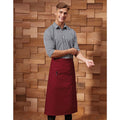 Burgundy - Back - Premier Unisex Colours Bar Apron - Workwear (Long Continental Style)