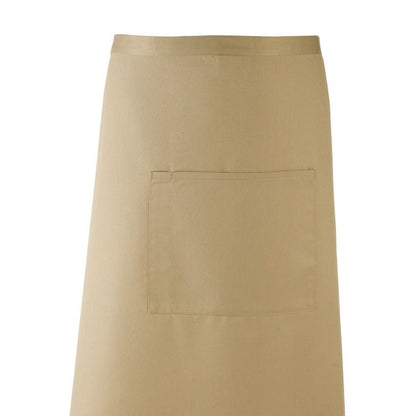 Khaki - Back - Premier Unisex Colours Bar Apron - Workwear (Long Continental Style)