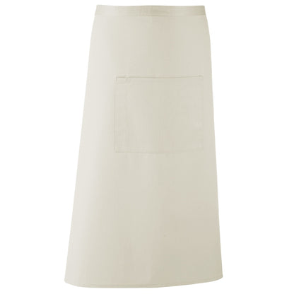 Natural - Front - Premier Unisex Colours Bar Apron - Workwear (Long Continental Style)