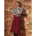 Burgundy - Side - Premier Unisex Colours Bar Apron - Workwear (Long Continental Style)