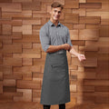 Dark Grey - Back - Premier Unisex Colours Bar Apron - Workwear (Long Continental Style)