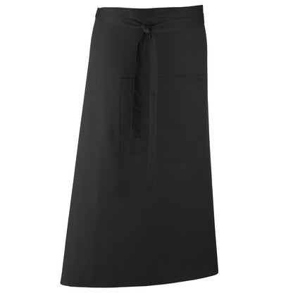 Black - Front - Premier Unisex Colours Bar Apron - Workwear (Long Continental Style)