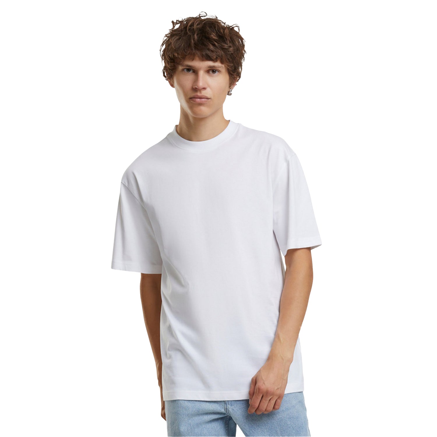 White - Side - Build Your Brand Mens Cotton T-Shirt