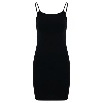 Black - Front - Build Your Brand Womens-Ladies Jersey Stretch Slim Dress