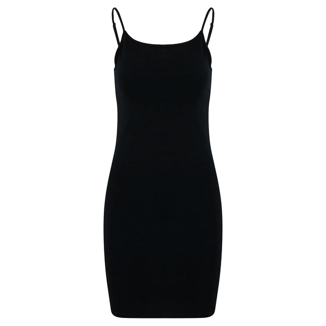 Black - Front - Build Your Brand Womens-Ladies Jersey Stretch Slim Dress