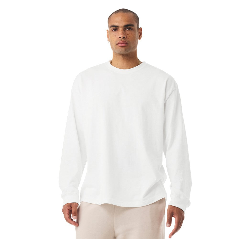 White - Side - Bella + Canvas Unisex Adult Heavyweight Long-Sleeved T-Shirt