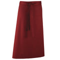 Burgundy - Front - Premier Unisex Colours Bar Apron - Workwear (Long Continental Style)