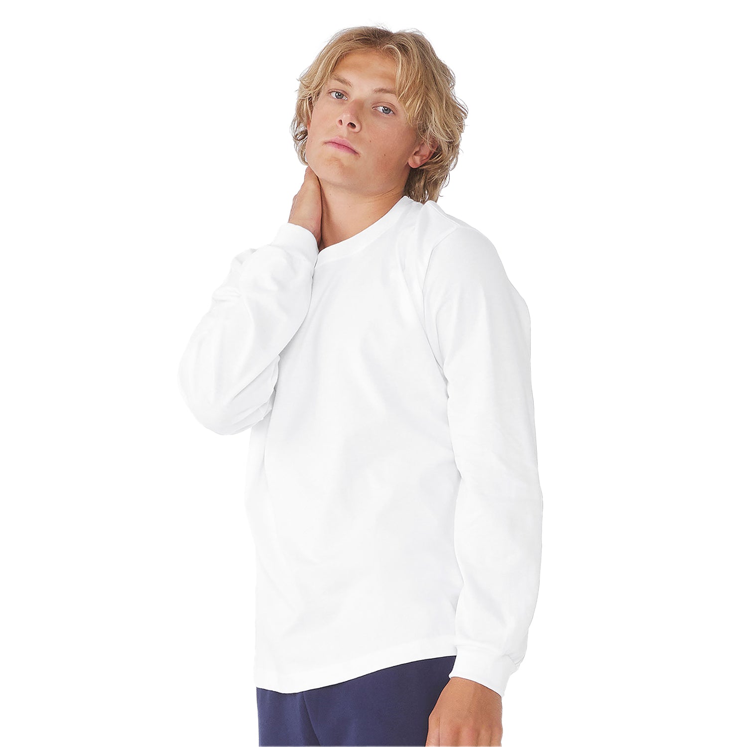 White - Side - Bella + Canvas Unisex Adult Heavyweight Boxy Long-Sleeved T-Shirt
