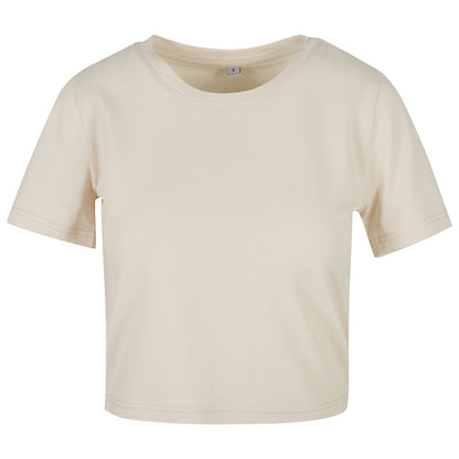 Sand - Front - New Morning Studios Womens-Ladies Crop T-Shirt