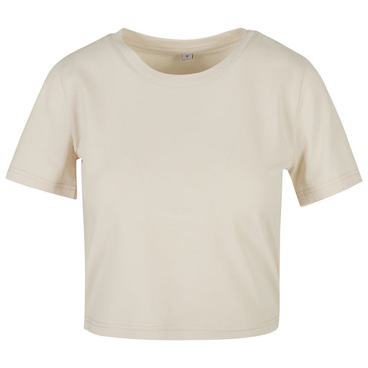 Sand - Front - New Morning Studios Womens-Ladies Crop T-Shirt