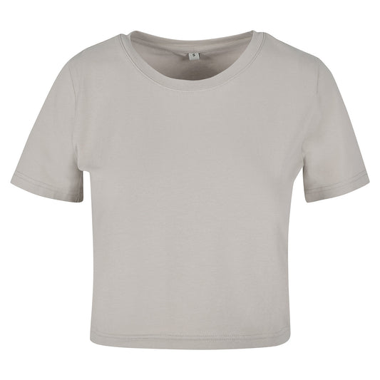 Light Asphalt - Front - New Morning Studios Womens-Ladies Crop T-Shirt