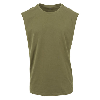 Olive - Front - New Morning Studios Mens Plain Sleeveless T-Shirt